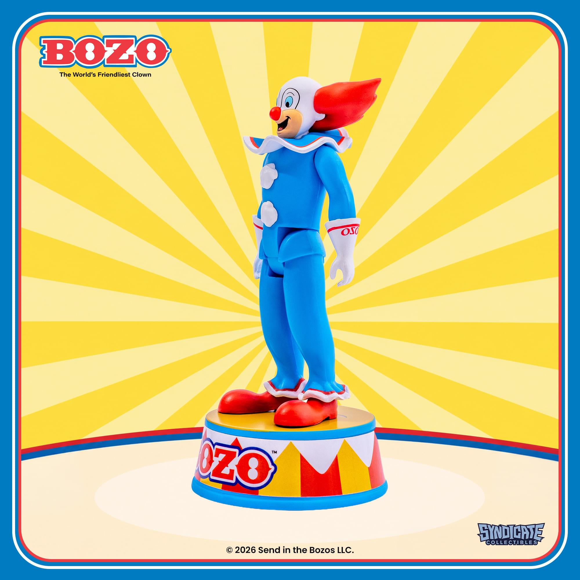 Bozo The Clown 3.75-Inch Retro Action Figure with Base