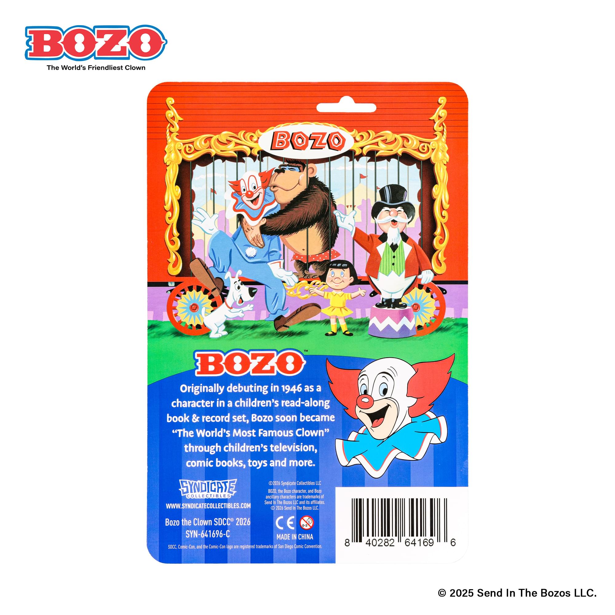 Bozo The Clown 3.75-Inch Retro Action Figure with Base