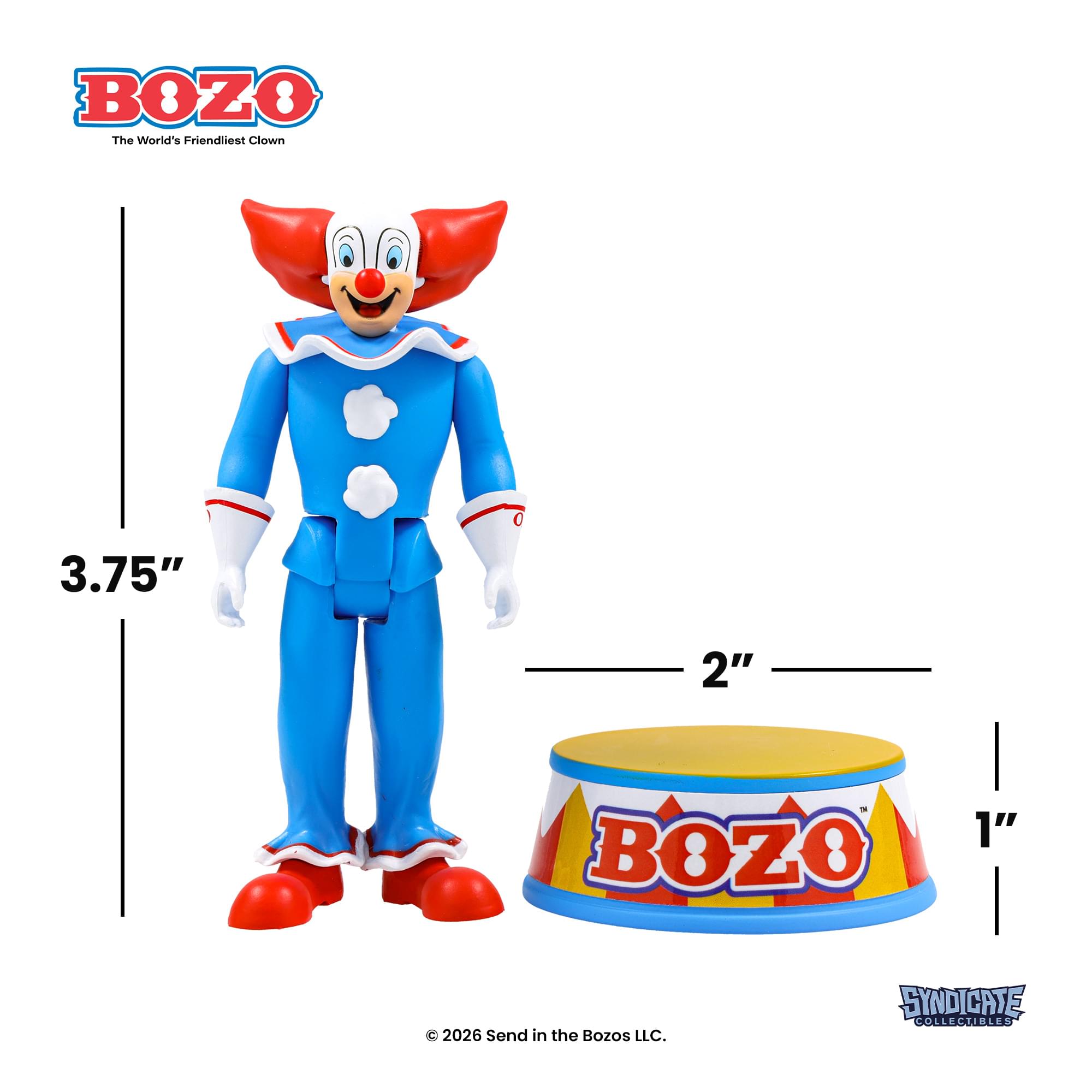 Bozo The Clown 3.75-Inch Retro Action Figure with Base