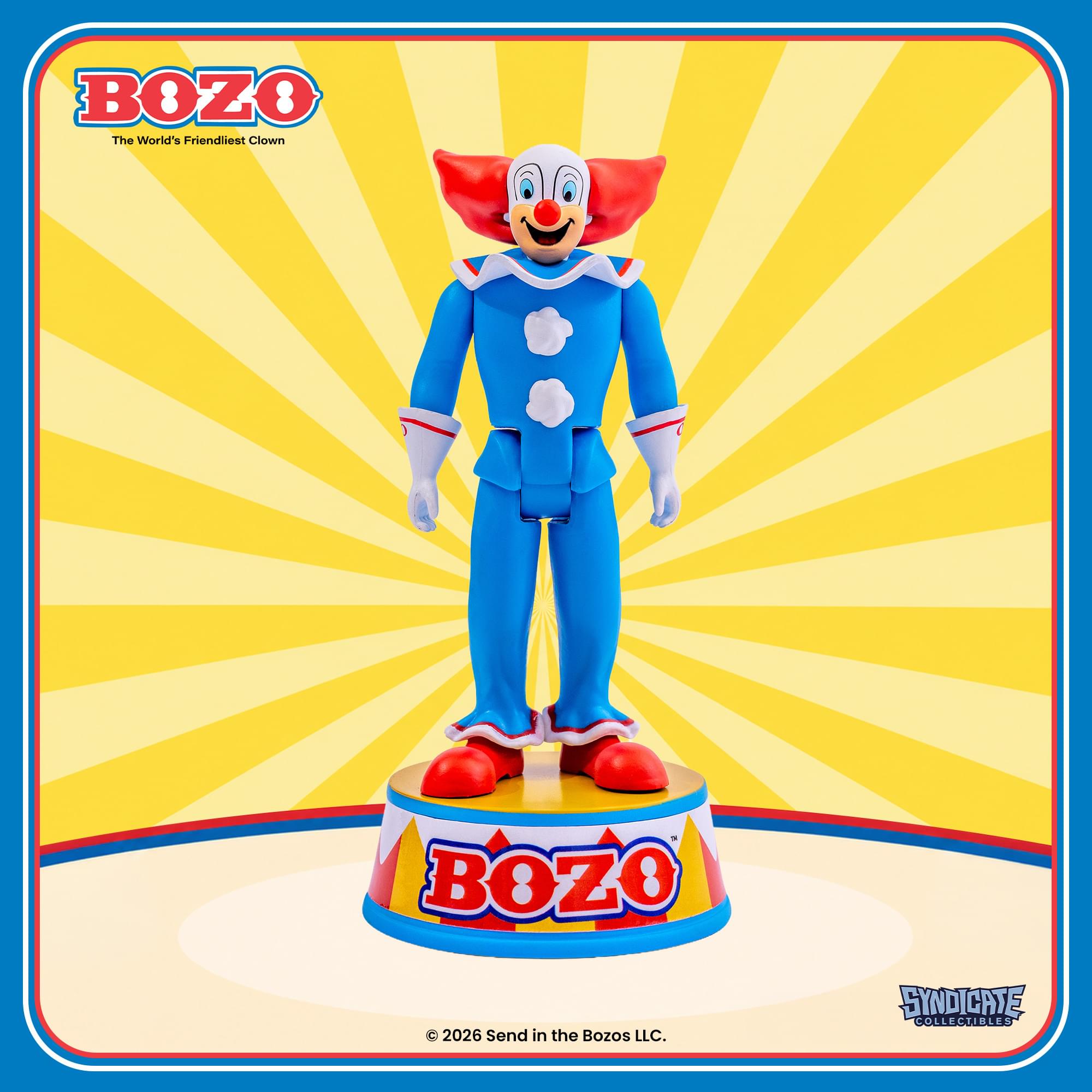 Bozo The Clown 3.75-Inch Retro Action Figure with Base