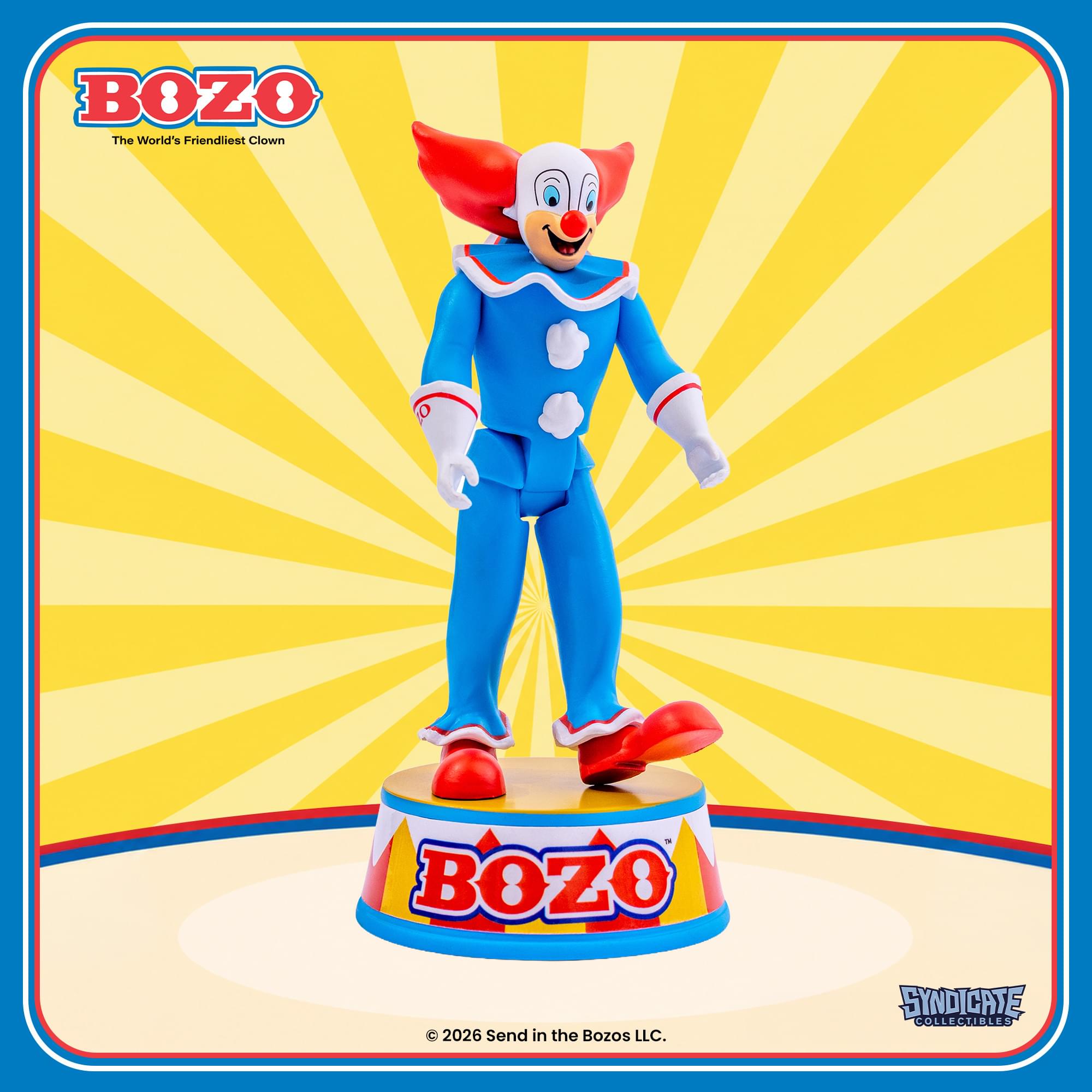 Bozo The Clown 3.75-Inch Retro Action Figure with Base